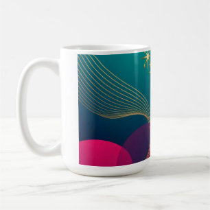 Teal And Fuchsia Modern Abstract With Gold Stars Coffee Mug