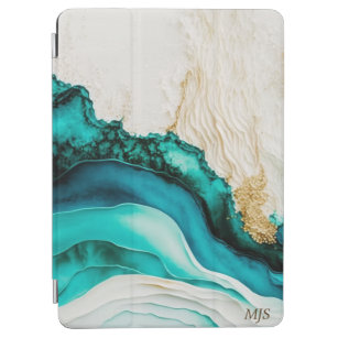 Teal and Gold Abstract Alcohol Ink (4) iPad Air Cover