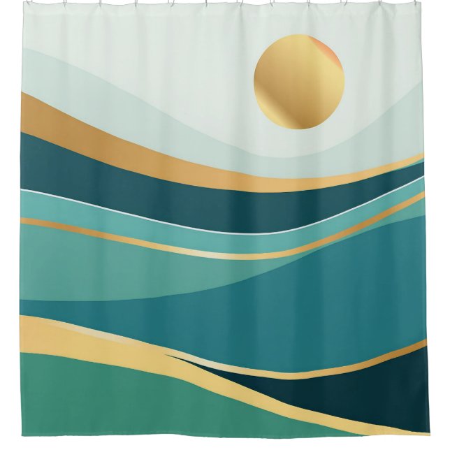 Teal and Gold Abstract Blanket: A Modern Statement (Front)