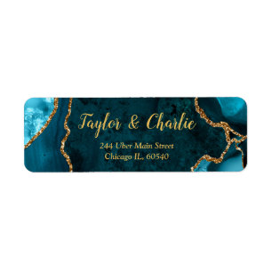 Teal and Gold Agate Marble Wedding