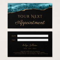 Teal and gold Agate on Black Appointment Card