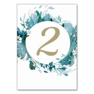 Teal and gold Agate Watercolor Table Number