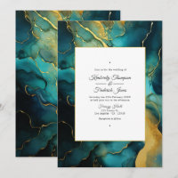 Teal and Gold Alcohol Ink Wedding