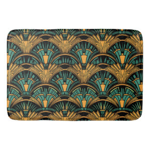 Teal and Gold Art Deco Bath Mat