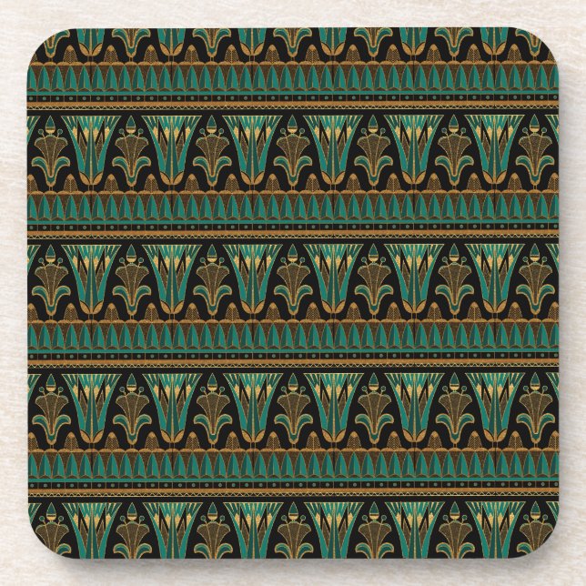 Teal and Gold Art Deco Coaster (Front)