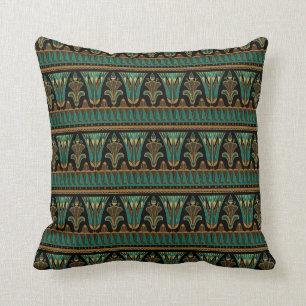 Teal and Gold Art Deco Throw Pillow