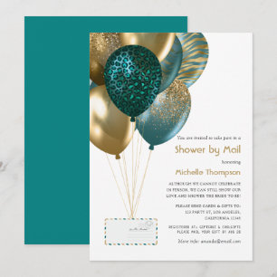 Teal and Gold Baby or Bridal Shower by Mail Invitation