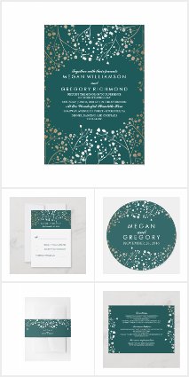 Teal and Gold Baby's Breath