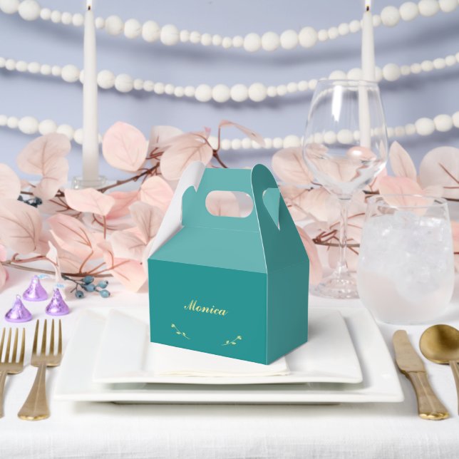 Teal and Gold Bridesmaid Favour Boxes (Wedding)
