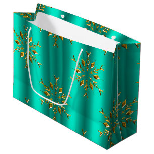 Teal and Gold Christmas Star Large Gift Bag