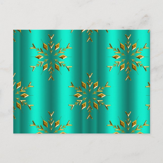Teal and Gold Christmas Stars Postcard (Front)