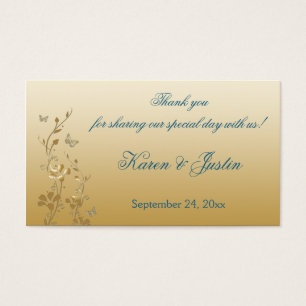 Teal and Gold Floral with Butterflies Favour Tag