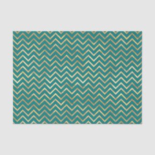 Teal and Gold Foil Chevron Tissue Paper