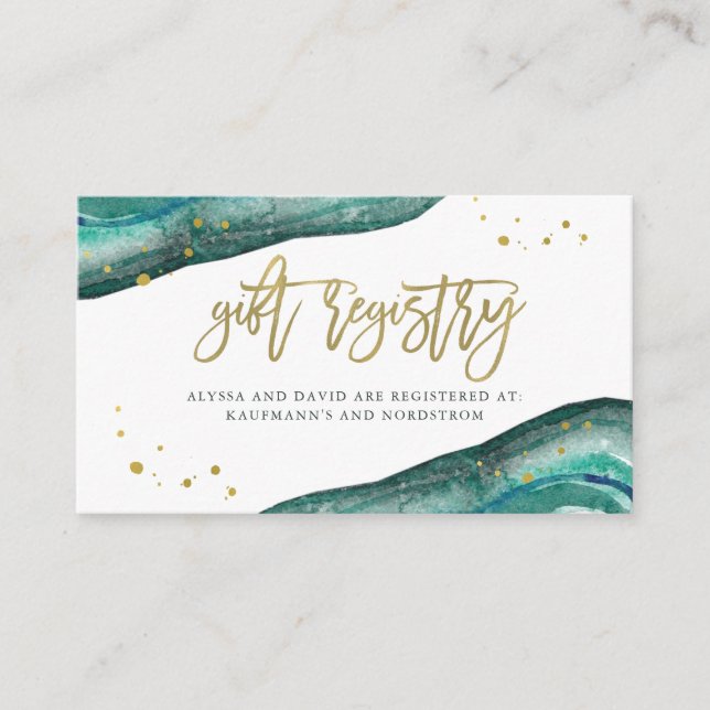 Teal and Gold Geode | Gift Registry Insert (Front)