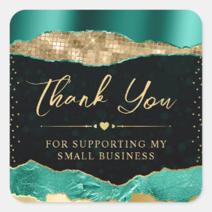 Teal and Gold Glam Tears Small Business Square Sticker