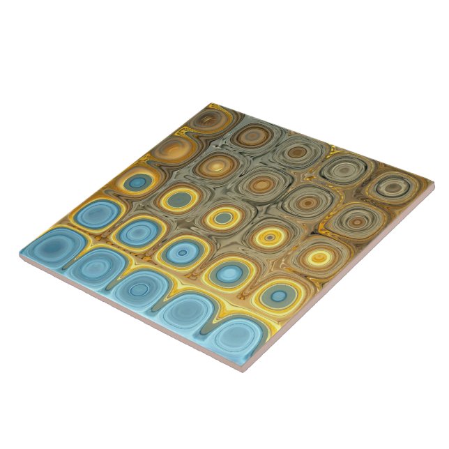 Teal and Gold Glass Blocks Tile (Side)