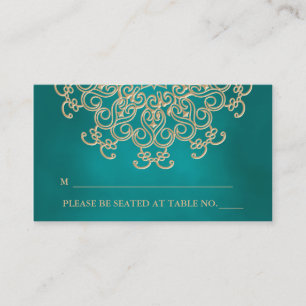 Teal and Gold Indian Inspired Seating Place Card