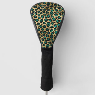 Teal and Gold Leopard Series Design 14 Golf Head Cover