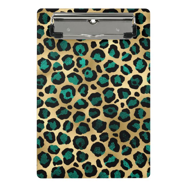 Teal and Gold Leopard Series Design 14 Mini Clipboard (Front)
