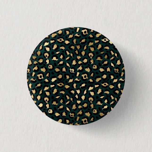 Teal and Gold Leopard Series Design 1 Inch Round Button (Front)