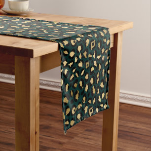 Teal and Gold Leopard Series Design 1  Short Table Runner