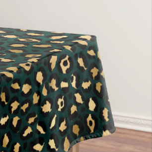 Teal and Gold Leopard Series Design 1 Tablecloth
