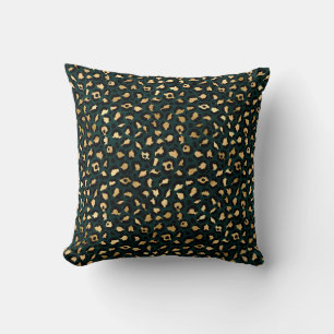 Teal and Gold Leopard Series Design 1 Throw Pillow