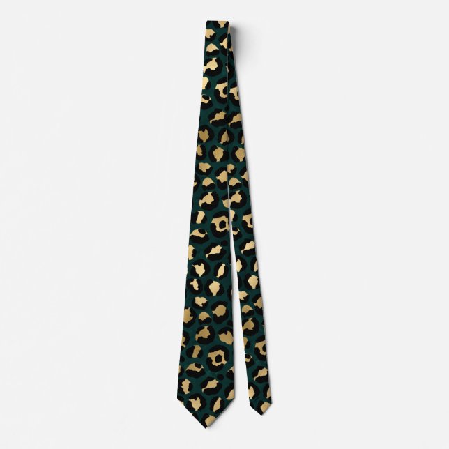 Teal and Gold Leopard Series Design 1 Tie (Front)
