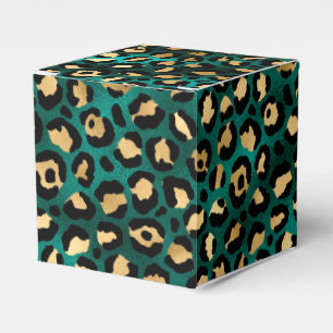 Teal and Gold Leopard Series Design 3 Favor Box