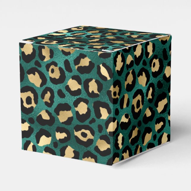 Teal and Gold Leopard Series Design 3 Favor Box (Front Side)