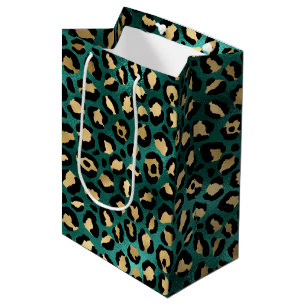 Teal and Gold Leopard Series Design 3   Medium Gift Bag