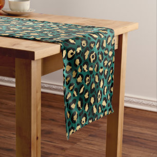 Teal and Gold Leopard Series Design 3  Short Table Runner