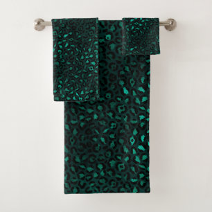 Teal and Gold Leopard Series Design 4 Bath Towel Set