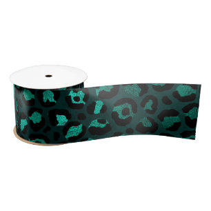 Teal and Gold Leopard Series Design 4  Satin Ribbon