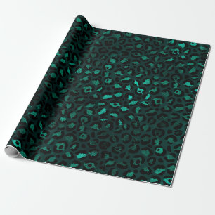 Teal and Gold Leopard Series Design 4 Wrapping Paper