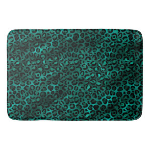 Teal and Gold Leopard Series Design 5 Bath Mat