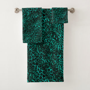 Teal and Gold Leopard Series Design 5 Bath Towel Set