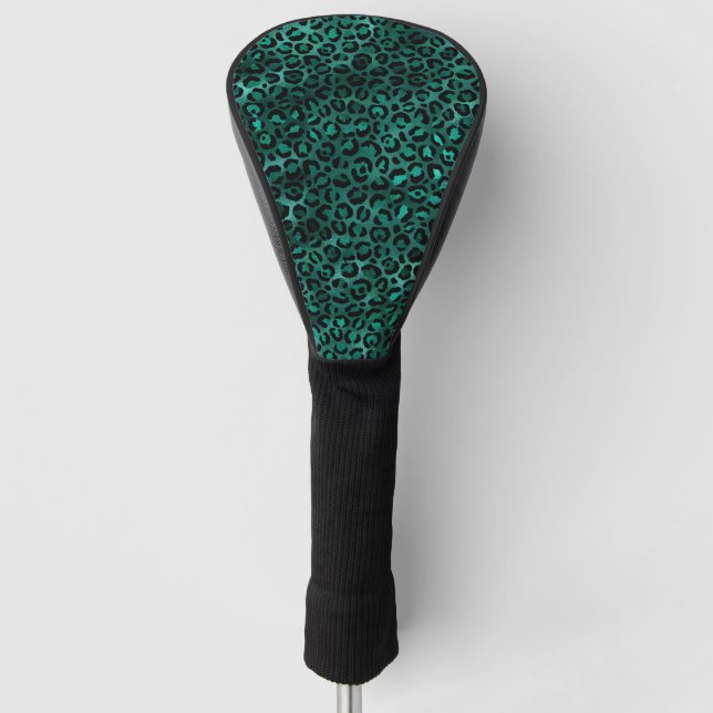Teal and Gold Leopard Series Design 5  Golf Head Cover (Front)