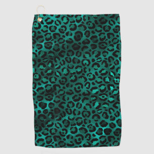 Teal and Gold Leopard Series Design 5 Golf Towel