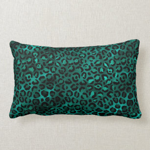 Teal and Gold Leopard Series Design 5 Lumbar Pillow