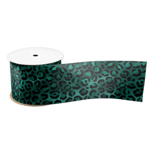 Teal and Gold Leopard Series Design 5  Satin Ribbon