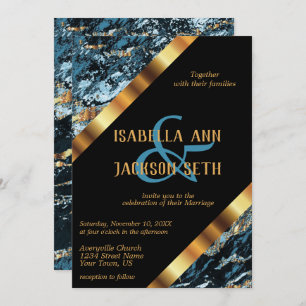 Teal and Gold Marble Invitation