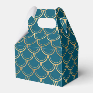 Teal and Gold Mermaid Scales Favor Box