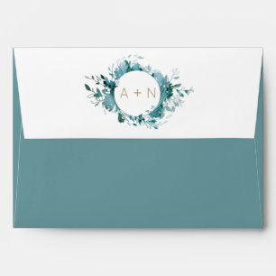 Teal and gold Modern monogram Envelope