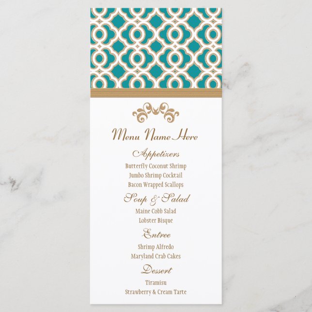 Teal and Gold Moroccan Menu (Front)