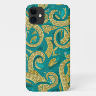 Teal and Gold Octopus iPhone Case