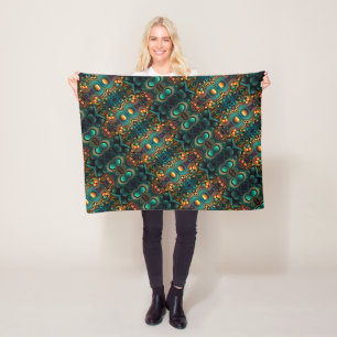 Teal and Gold Pattern Blanket