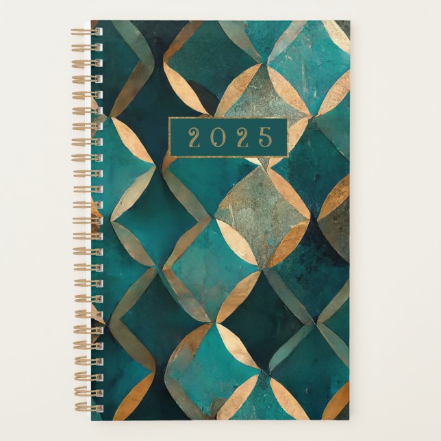 Teal and Gold Pattern  Planner (Front)