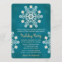 Teal and Gold Snowflake Corporate Holiday Party