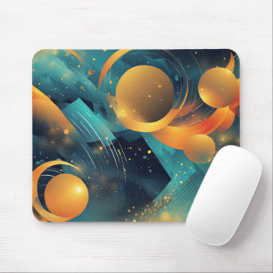Teal and Gold Sphere Abstract  Mouse Pad